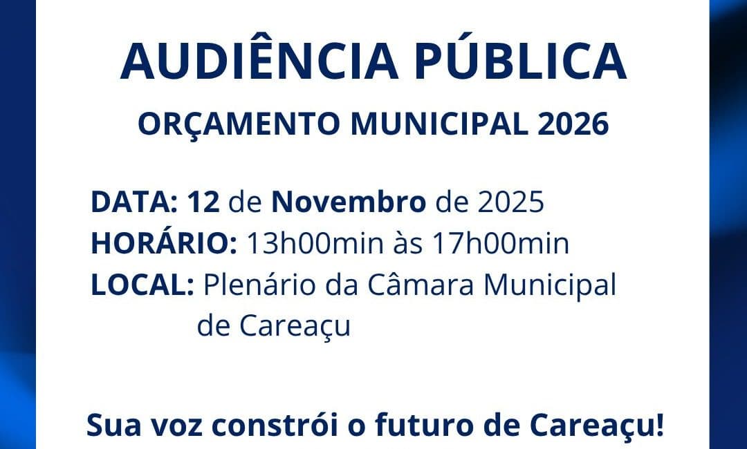 PARTICIPE! Audiência Pública sobre o Orçamento de Careaçu para 2026!